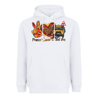 White peace love school bus Heavyweight Hoodie - texasbilliewilder
