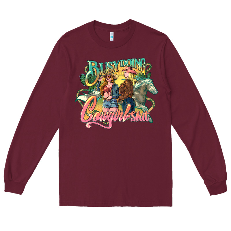Busy Doing Cowgirl Long Sleeve Tee by NancyCooperArtShop | Teevron