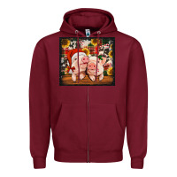 Burgundy Christmas pigs tumbler Zipper Hoodie - Jasminsmagicworld