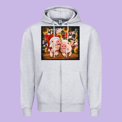 Christmas Pigs Tumbler Zipper Hoodie Designed By Jasminsmagicworld