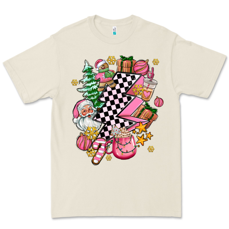 Pink Christmas Lightning Bolt Premium Tee by AdoDesignShop | Teevron