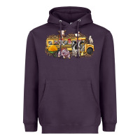 Plum farm animals school bus Heavyweight Hoodie - texasbilliewilder