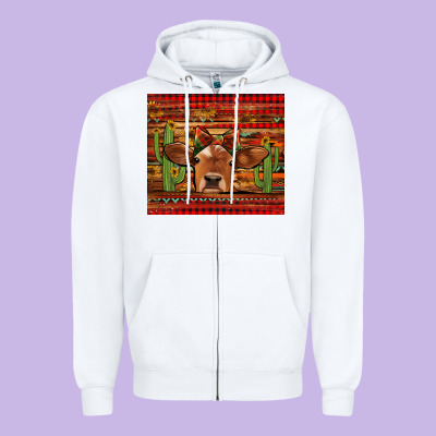 Western Christmas Cow Tumbler Zipper Hoodie Designed By Jasminsmagicworld