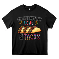 Black All You Need Is Love And Tacos Heavy Core Tee - CowhideDigitalArt