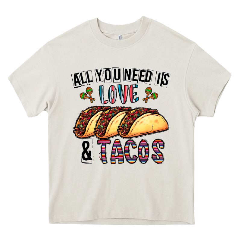All You Need Is Love And Tacos Heavy Core Tee by CowhideDigitalArt | Teevron