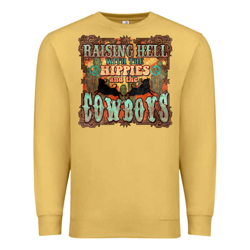 Raising Hell With The Hippies And The Cowboys Premium Sweatshirt by HowdyJamesFarm | Teevron