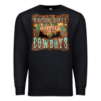 Black Raising hell with the hippies and the cowboys Premium Sweatshirt - HowdyJamesFarm
