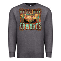 Charcoal Heather Raising hell with the hippies and the cowboys Premium Sweatshirt - HowdyJamesFarm