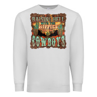 Dove Grey Raising hell with the hippies and the cowboys Premium Sweatshirt - HowdyJamesFarm