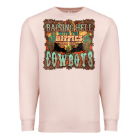 Pale Pink Raising hell with the hippies and the cowboys Premium Sweatshirt - HowdyJamesFarm