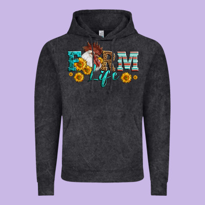 Western Farm Life Rooster Head Vintage Hoodie Designed By Lillyallendesigns