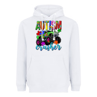 White Autism Awareness crusher Heavyweight Hoodie - NancyCooperArtShop