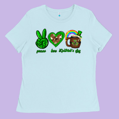 Peace Love Luck St. Patrick's Day Ladies Tee Designed By Neo Western