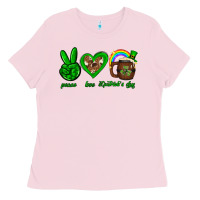 Bubblegum Pink Peace love luck St. Patrick's Day Ladies Tee - Neo Western