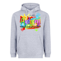 Heather Grey Autism accept understand love Heavyweight Hoodie - NancyCooperArtShop