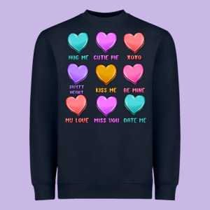 Valentine's Day Candy Hearts Heavyweight Sweatshirt Designed By Maliassmallbusiness