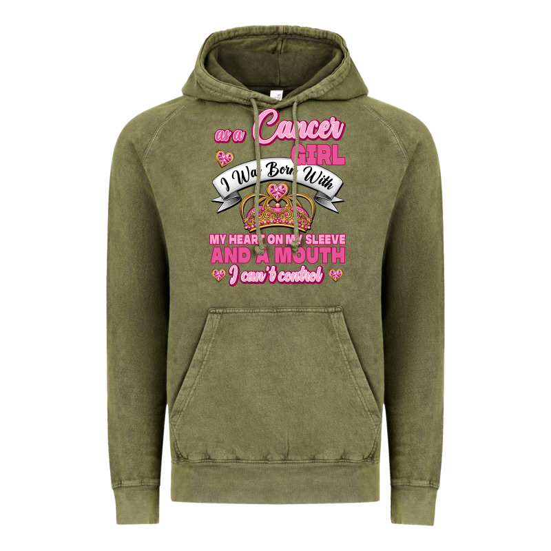 As A Cancer Girl I Was Born With My Heart On My Sleeve And A Mouth Vintage Hoodie by Jasminsmagicworld | Teevron
