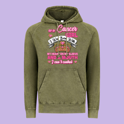 As A Cancer Girl I Was Born With My Heart On My Sleeve And A Mouth Vintage Hoodie Designed By Jasminsmagicworld