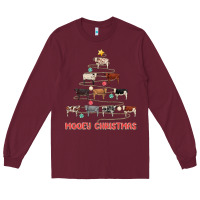 Burgundy mooey christmas Long Sleeve Tee - MaliasSmallBusiness