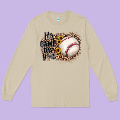It's Game Day Y'all Baseball Long Sleeve Tee Designed By Jahusdesignshop