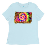 Baby Blue leopard, tie die backgraund Ladies Tee - JahusDesignShop