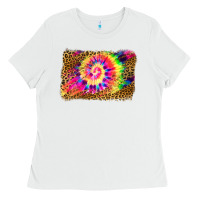 White leopard, tie die backgraund Ladies Tee - JahusDesignShop