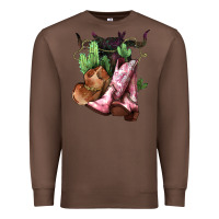 Chestnut Cowgirl boots hat horns cactus Premium Sweatshirt - HowdyJamesFarm