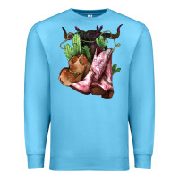 Ocean Blue Cowgirl boots hat horns cactus Premium Sweatshirt - HowdyJamesFarm