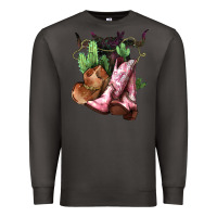Smoke Cowgirl boots hat horns cactus Premium Sweatshirt - HowdyJamesFarm