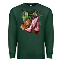 Sports Green Cowgirl boots hat horns cactus Premium Sweatshirt - HowdyJamesFarm