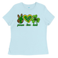 Baby Blue peace love luck st. patricks day nePeace love luck Ladies Tee - Neo Western