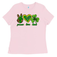 Bubblegum Pink peace love luck st. patricks day nePeace love luck Ladies Tee - Neo Western