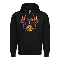 Black angel wings softball Zipper Hoodie - Jasminsmagicworld
