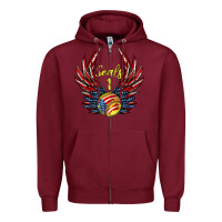 Burgundy angel wings softball Zipper Hoodie - Jasminsmagicworld
