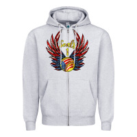 Heather Grey angel wings softball Zipper Hoodie - Jasminsmagicworld