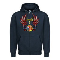 Navy angel wings softball Zipper Hoodie - Jasminsmagicworld