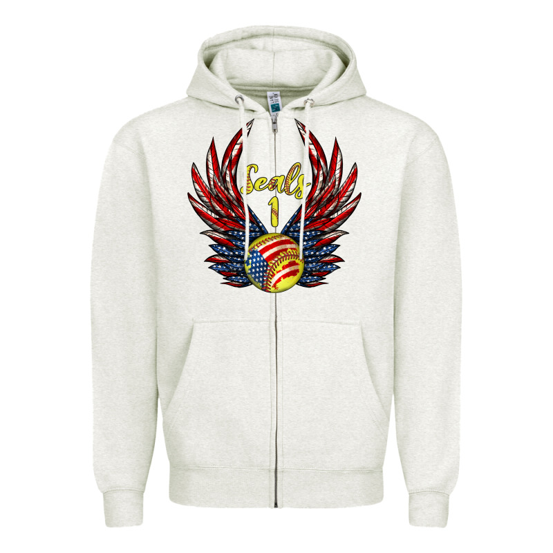 Angel Wings Softball Zipper Hoodie by Jasminsmagicworld | Teevron