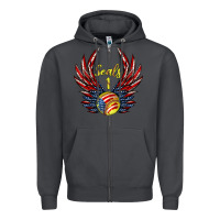 Smoke angel wings softball Zipper Hoodie - Jasminsmagicworld