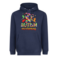 Navy Autism Awareness Heavyweight Hoodie - NancyCooperArtShop