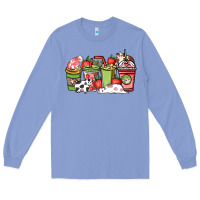 Colony Blue cow and strawberry coffee cups Long Sleeve Tee - NancyCooperArtShop
