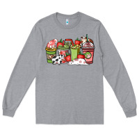 Heather Grey cow and strawberry coffee cups Long Sleeve Tee - NancyCooperArtShop