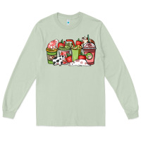 Matcha cow and strawberry coffee cups Long Sleeve Tee - NancyCooperArtShop
