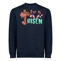 Navy he is risen Heavyweight Sweatshirt - MaliasSmallBusiness