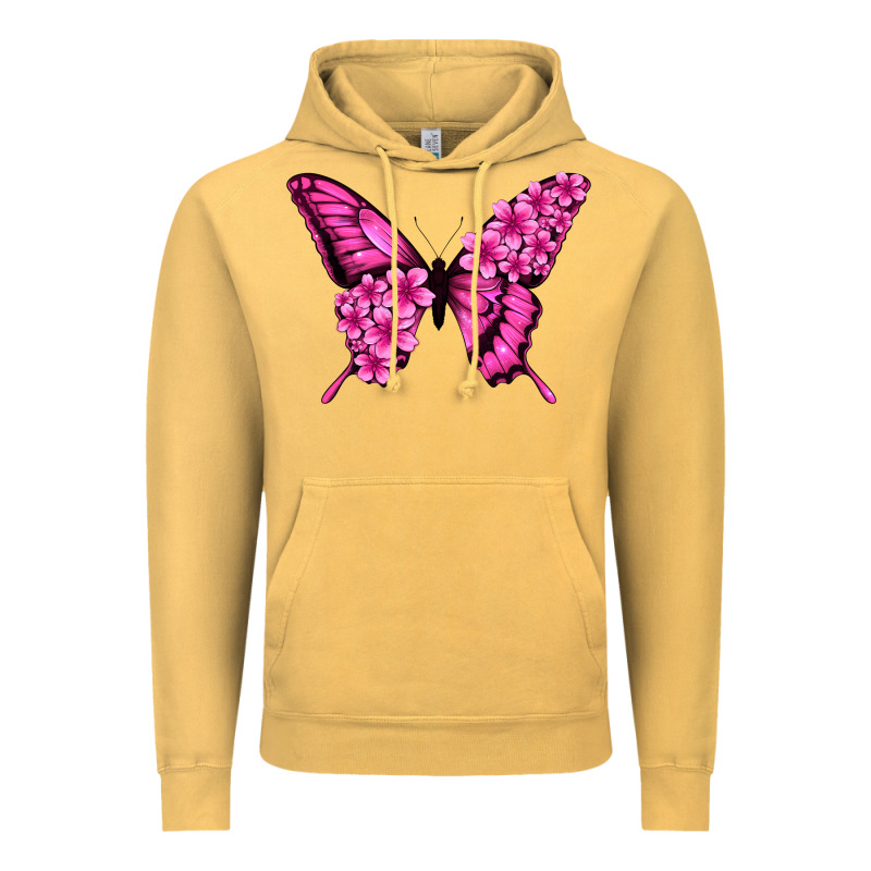 Floral Pink Butterfly Vintage Hoodie by Jasminsmagicworld | Teevron