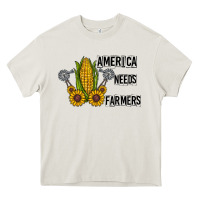 Cream america needs farmers Heavy Core Tee - CowhideDigitalArt