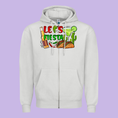 Let's Fiesta Taco And Beer Zipper Hoodie Designed By Barkaloodesign