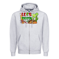 Heather Grey let's fiesta taco and beer Zipper Hoodie - BarkalooDesign