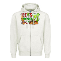 Oatmeal Heather let's fiesta taco and beer Zipper Hoodie - BarkalooDesign