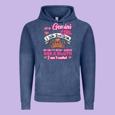 As A Gemini Girl I Was Born With My Heart On My Sleeve And A Mouth Vintage Hoodie Designed By Jasminsmagicworld