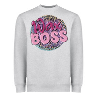 Heather Grey wax boss Heavyweight Sweatshirt - MaliasSmallBusiness